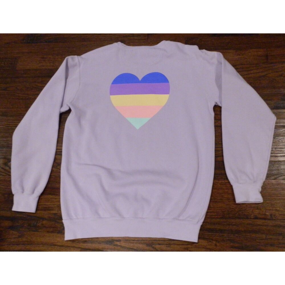 Roller Rabbit Purple Lilac Rainbow Heart Long Sleeve Sweatshirt  Womens Small